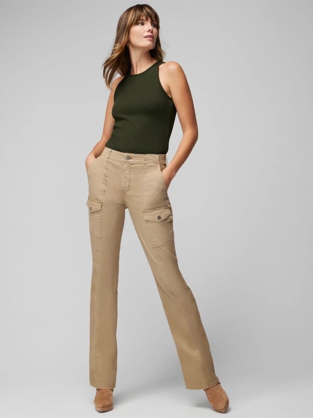White House Black Market Khaki Boot-Cut Utility Pants